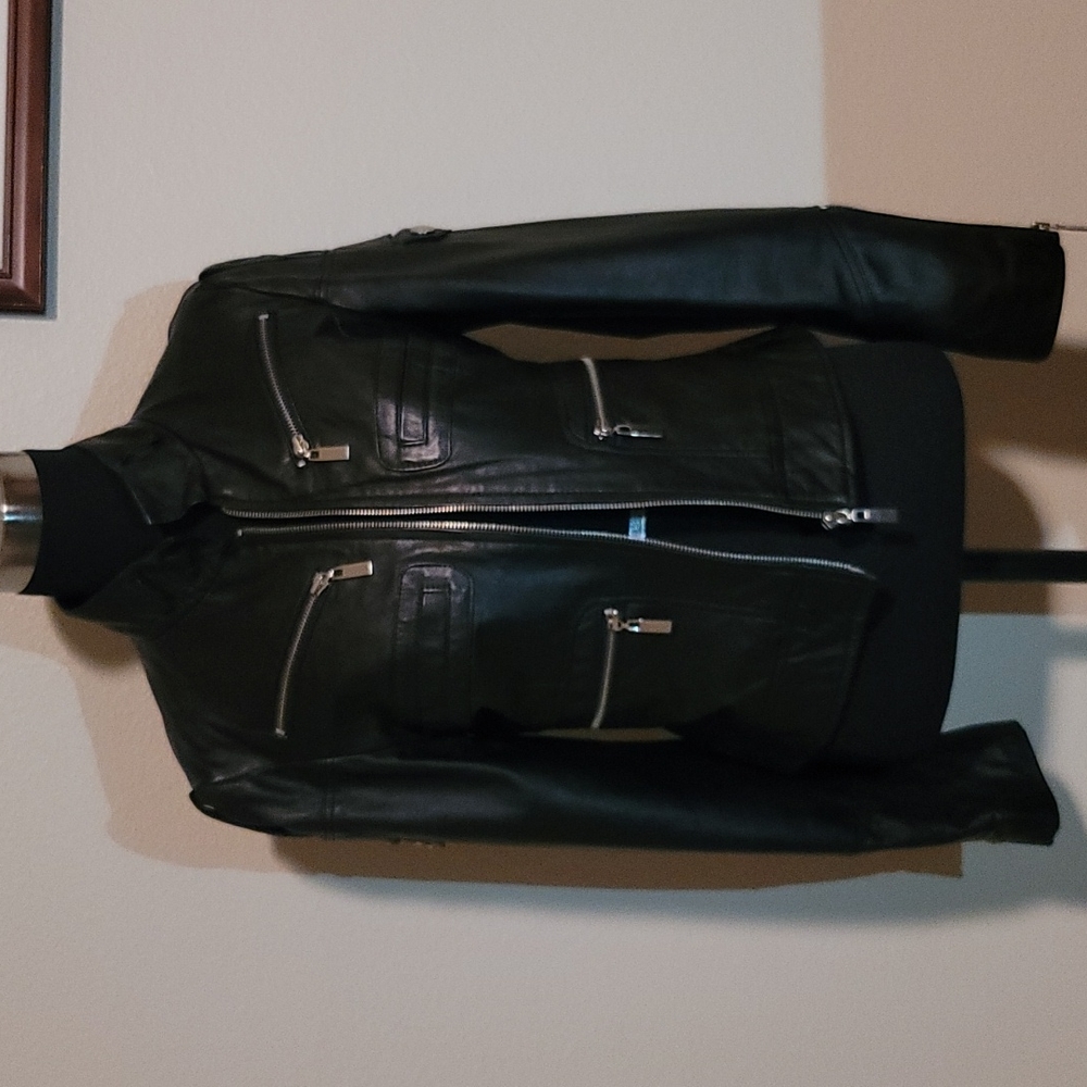 100% genuine soft leather moto jacket in small